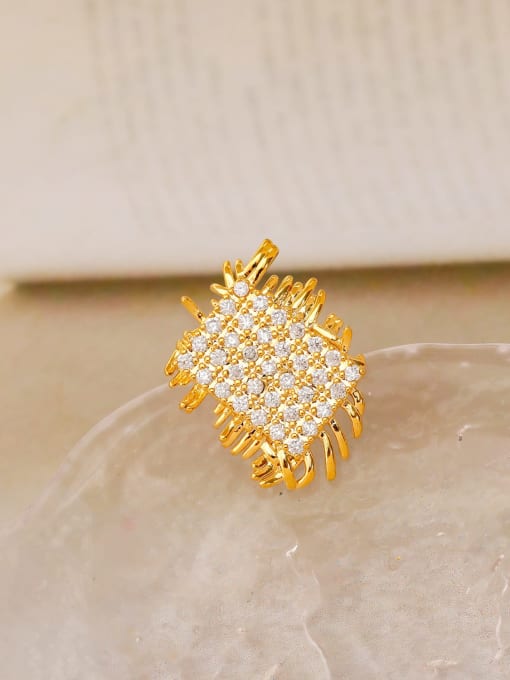 18K gold [pin brooch] Brass Cubic Zirconia Geometric Dainty Brooch
